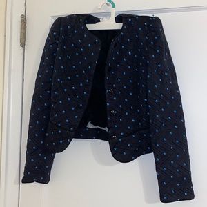 Cropped sinched jacket with shoulder pads